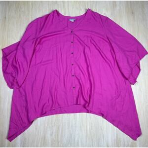 Catherines Pink Button Up Front Short Sleeve Blouse Casual Top Shirt Plus 4X